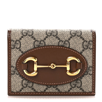 Gucci GG Supreme Monogram Horsebit 1955 Card Case Wallet Beige Ebony Brown Sugar 1 of 12