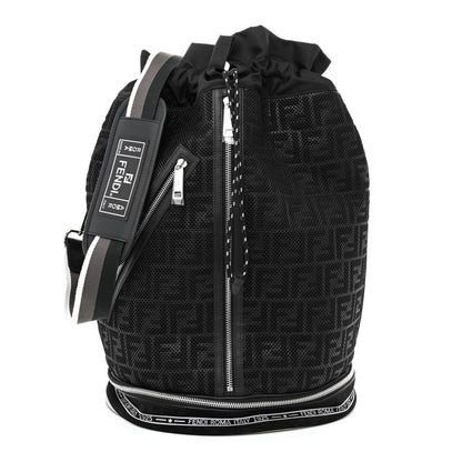 Fendi Mesh Cuoio Romano Vitello Stampa FF 1974 Embossed Logo Plate Mon Tresor Holdall Bag Black 1 of 9