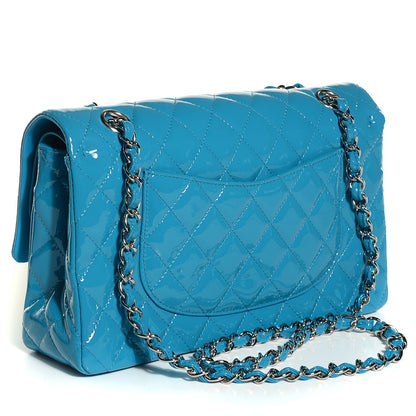 Chanel Patent Calfskin Quilted Medium Double Flap Turquoise 3 of 8