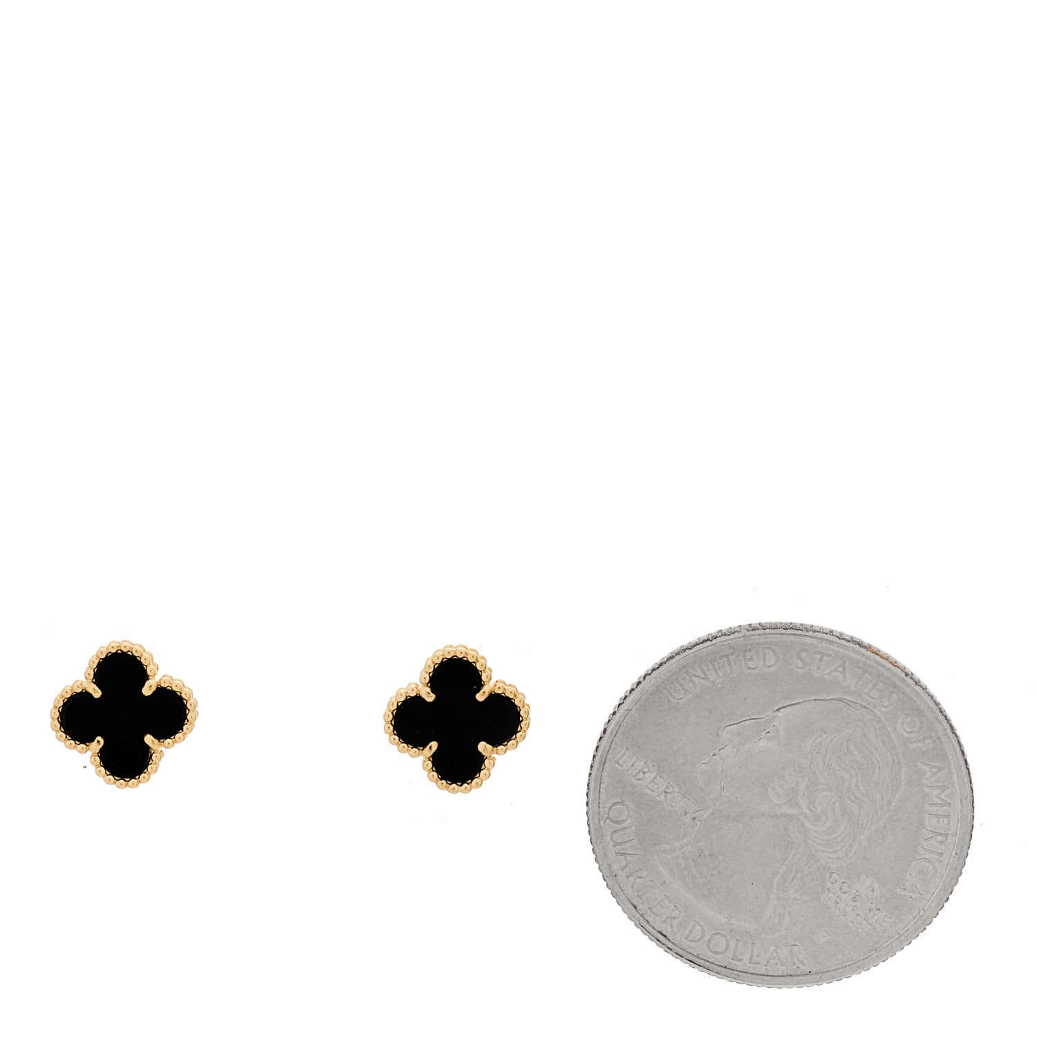 Van Cleef & Arpels 18K Yellow Gold Black Onyx Sweet Alhambra Earrings 2 of 5
