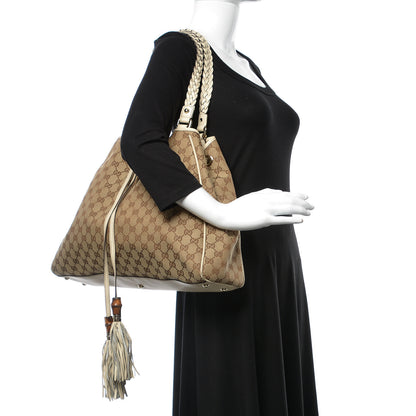 Gucci Monogram Peggy Braided Tote Off White 2 of 17