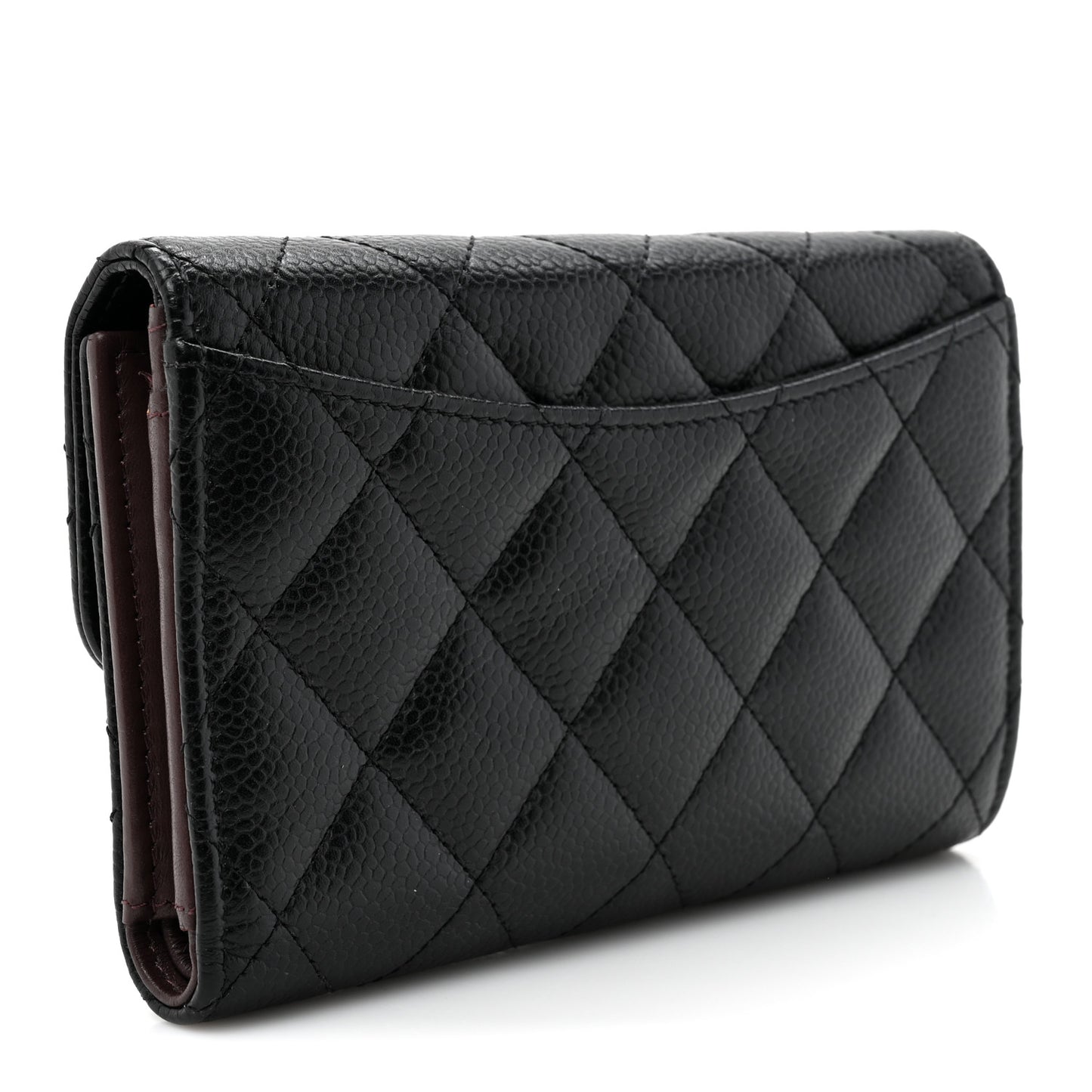 Caviar Quilted Medium Flap Wallet Black