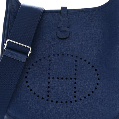 Hermes Taurillon Clemence Evelyne III PM Bleu Saphir 8 of 11