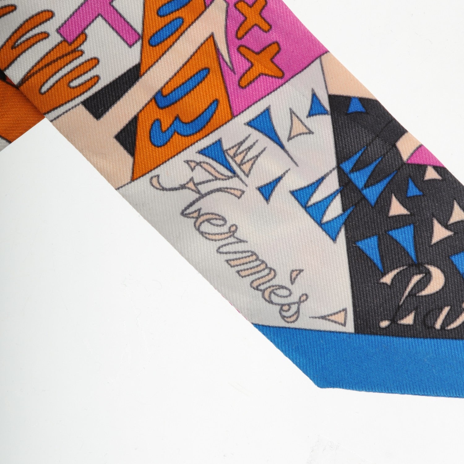 Hermes Silk Le Nombre D'Or Twilly Cobalt Rose Roux 4 of 5