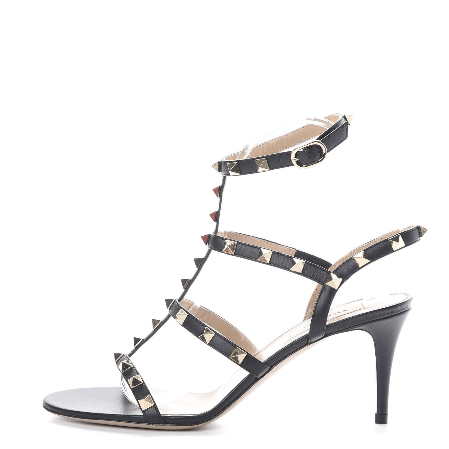 Calfskin Rockstud Gladiator 70mm Sandals 38 Black