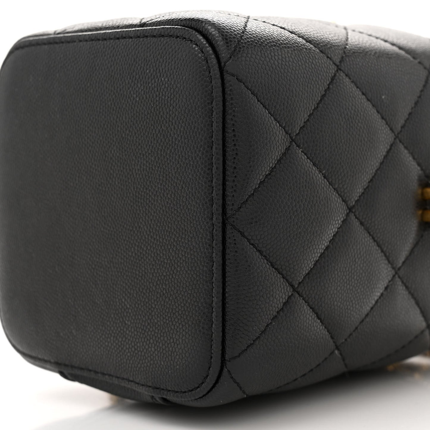 Caviar Quilted Small Vertical Vanity Case With Chain Black