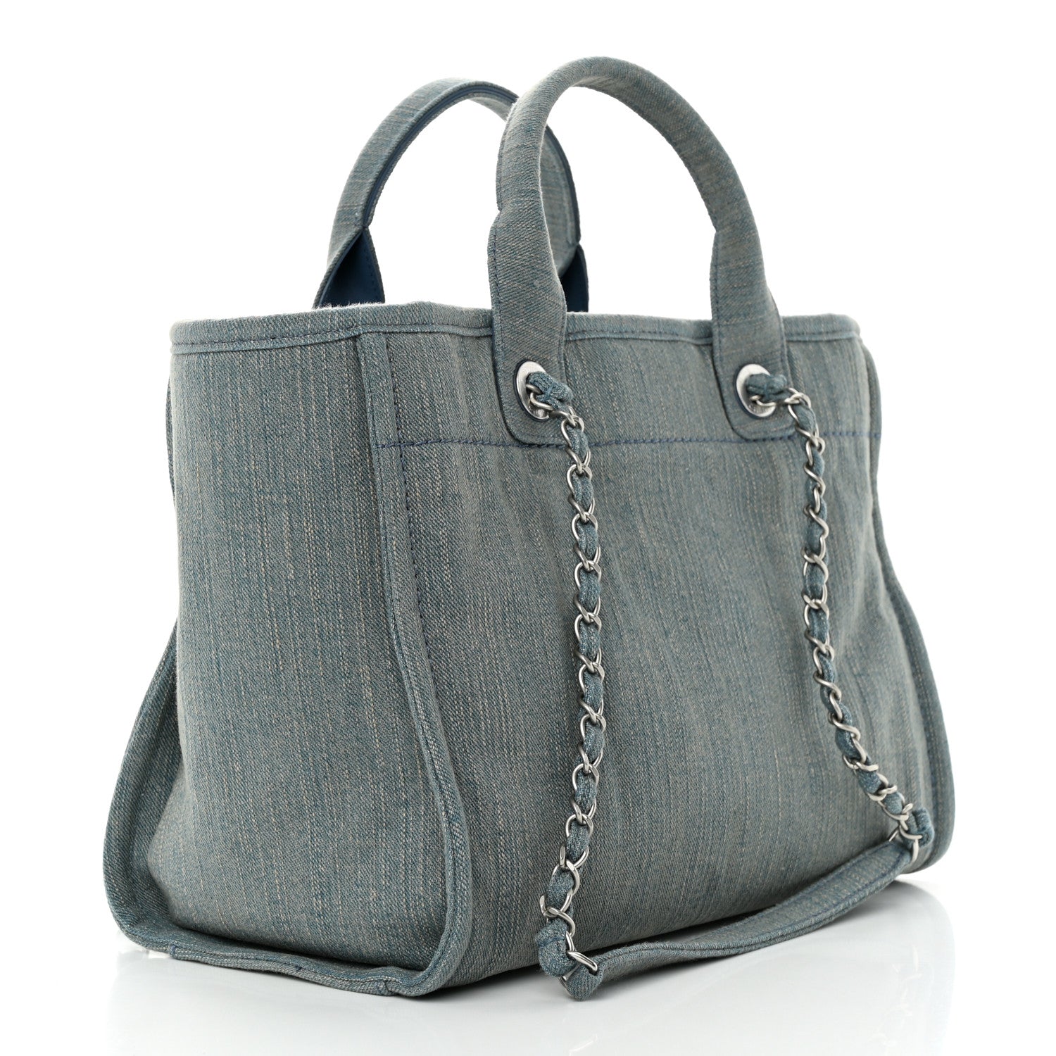 Chanel Denim Small Deauville Tote Light Blue 3 of 10