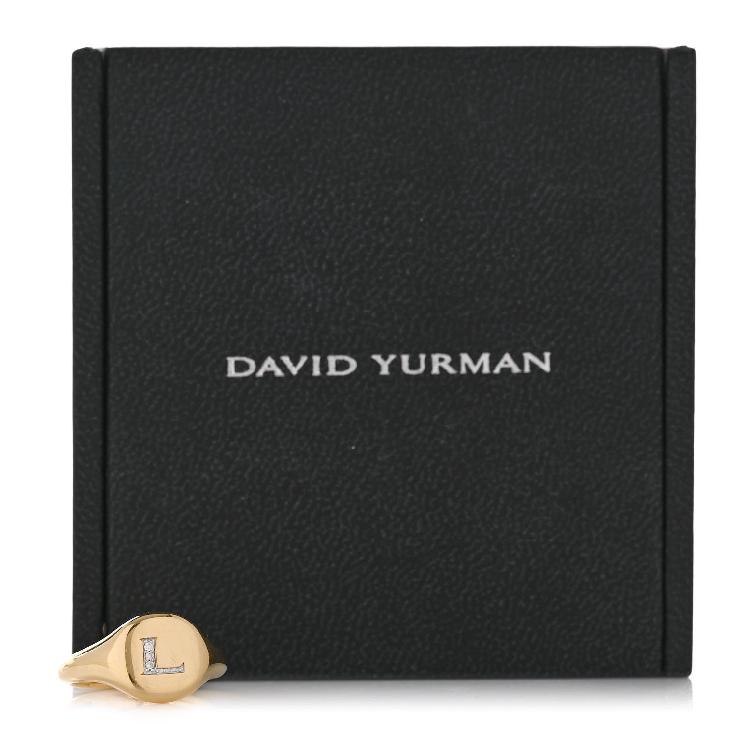 David Yurman 18K Yellow Gold Diamond Initial L Pinky Ring 45 3.5 3 of 6
