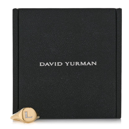 David Yurman 18K Yellow Gold Diamond Initial L Pinky Ring 45 3.5 3 of 6