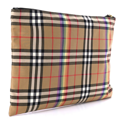 Burberry Vintage Rainbow Check Zip Pouch Antique Yellow 2 of 12