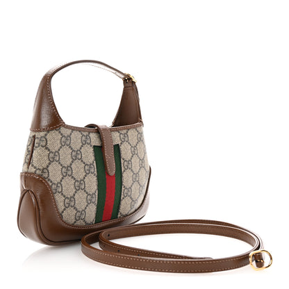 Gucci GG Supreme Monogram Azalea Calfskin Web Mini Jackie 1961 Hobo Beige Ebony Brown Sugar 3 of 10