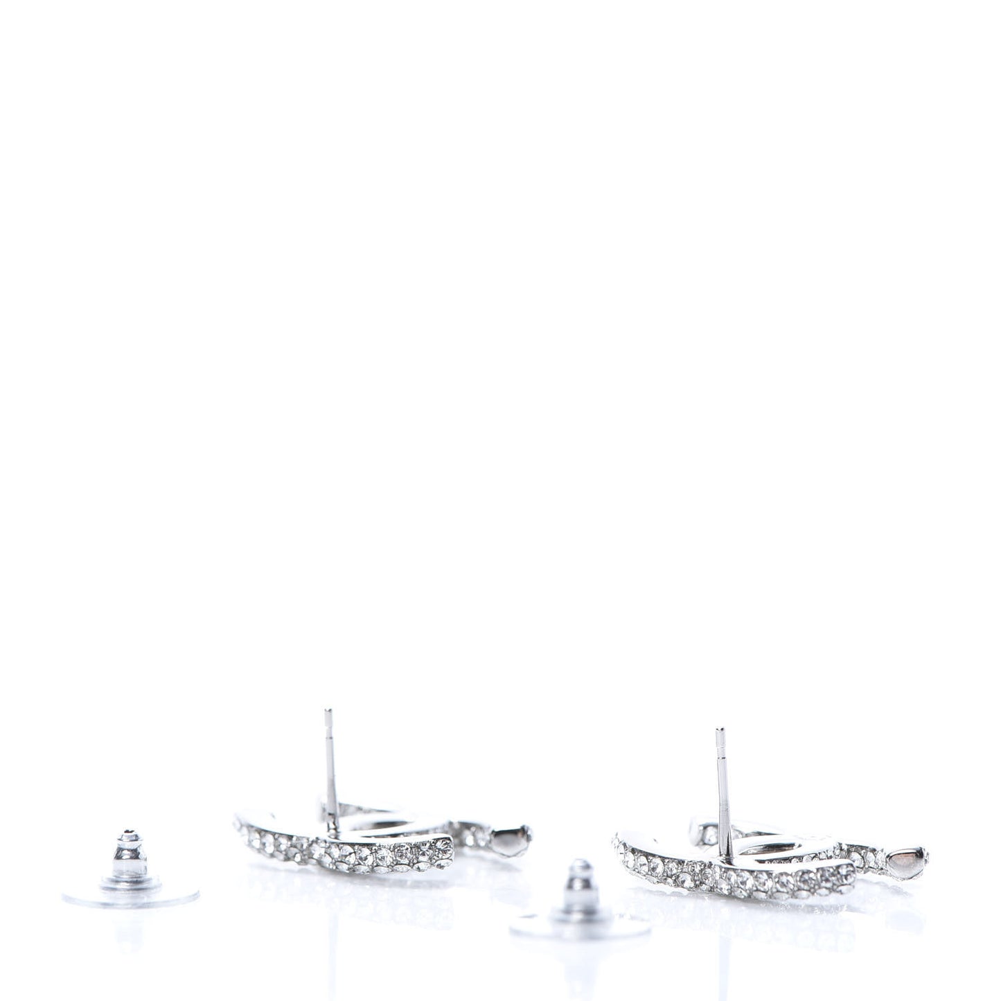 Crystal CC Treasure Chest Earrings Silver