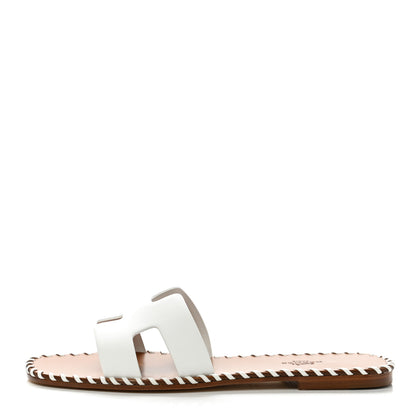 Hermes Calfskin Braided Oran Sandals 38.5 White 1 of 7