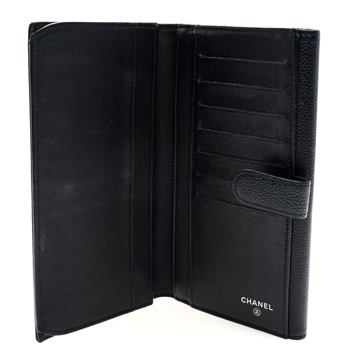 Caviar Timeless CC Large Gusset Flap Wallet Black