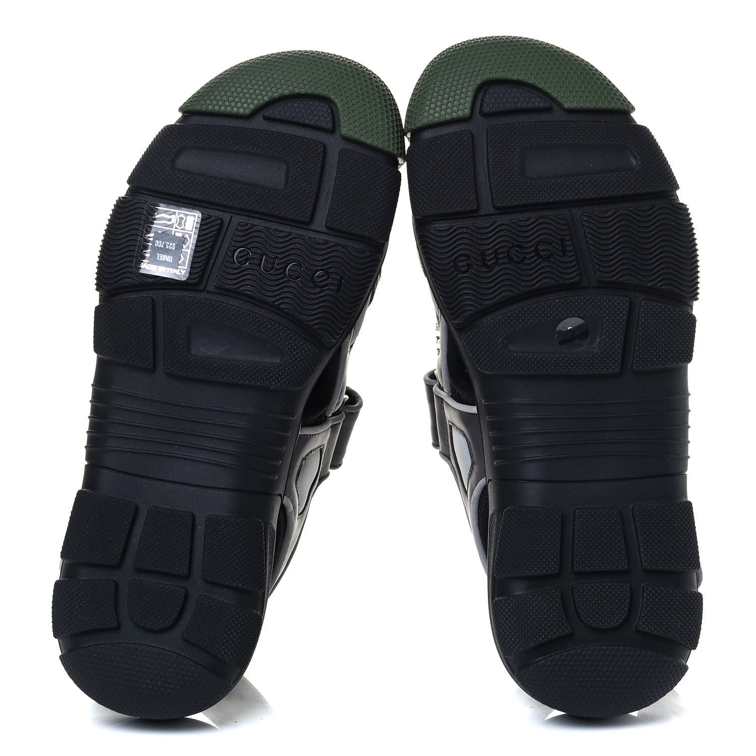 Gucci Mesh Fabric Tinsel Sport Sandals 36 Black Silver Green 5 of 6