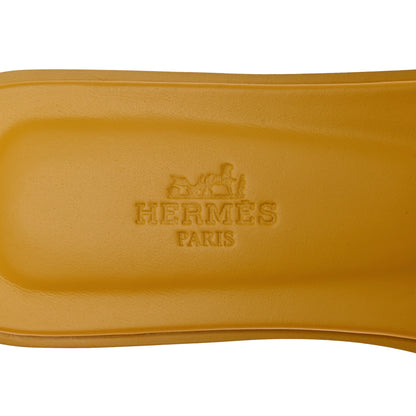 Hermes Box Calfskin Oran Sandals 37.5 Jaune Citron 7 of 9
