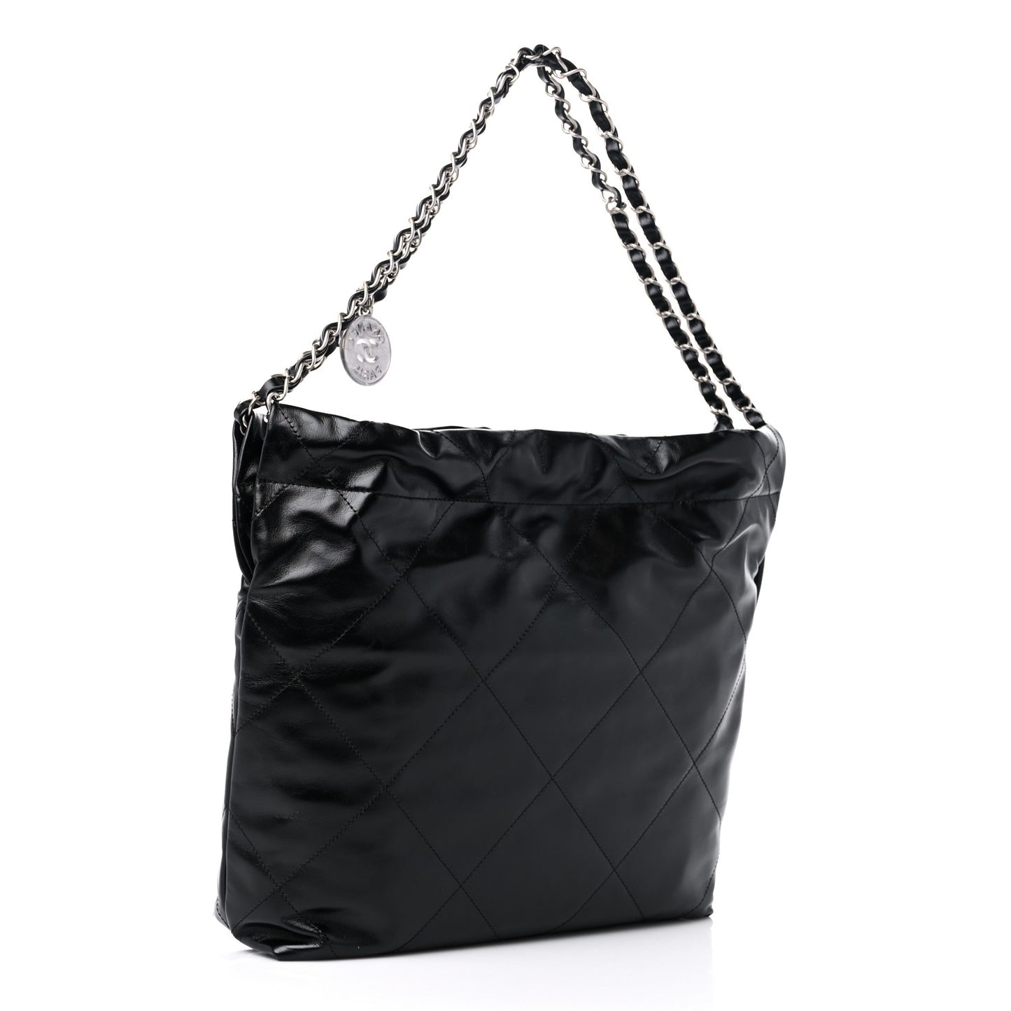 Shiny Calfskin Quilted Small Chanel 22 Black
