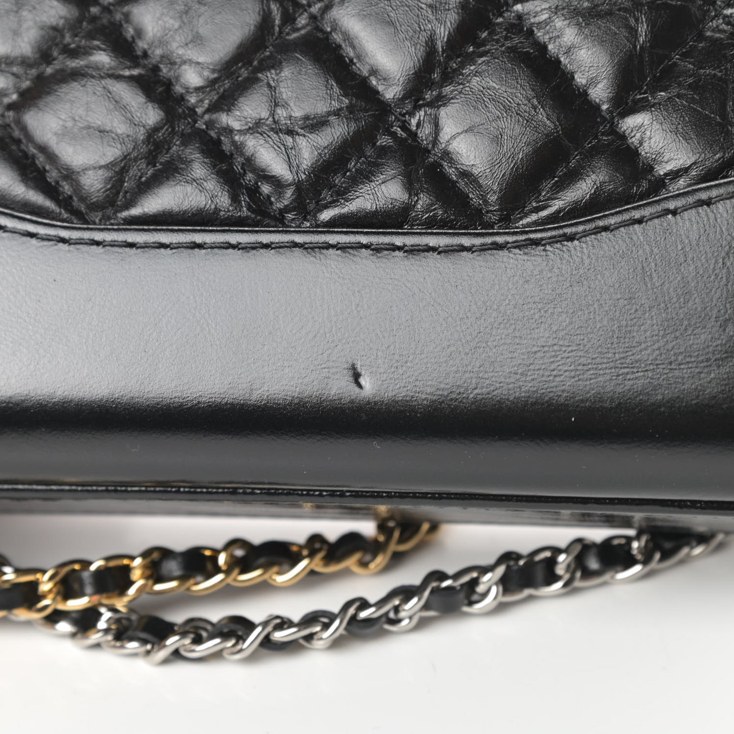 Aged Calfskin Quilted Small Gabrielle Clutch With Chain Black