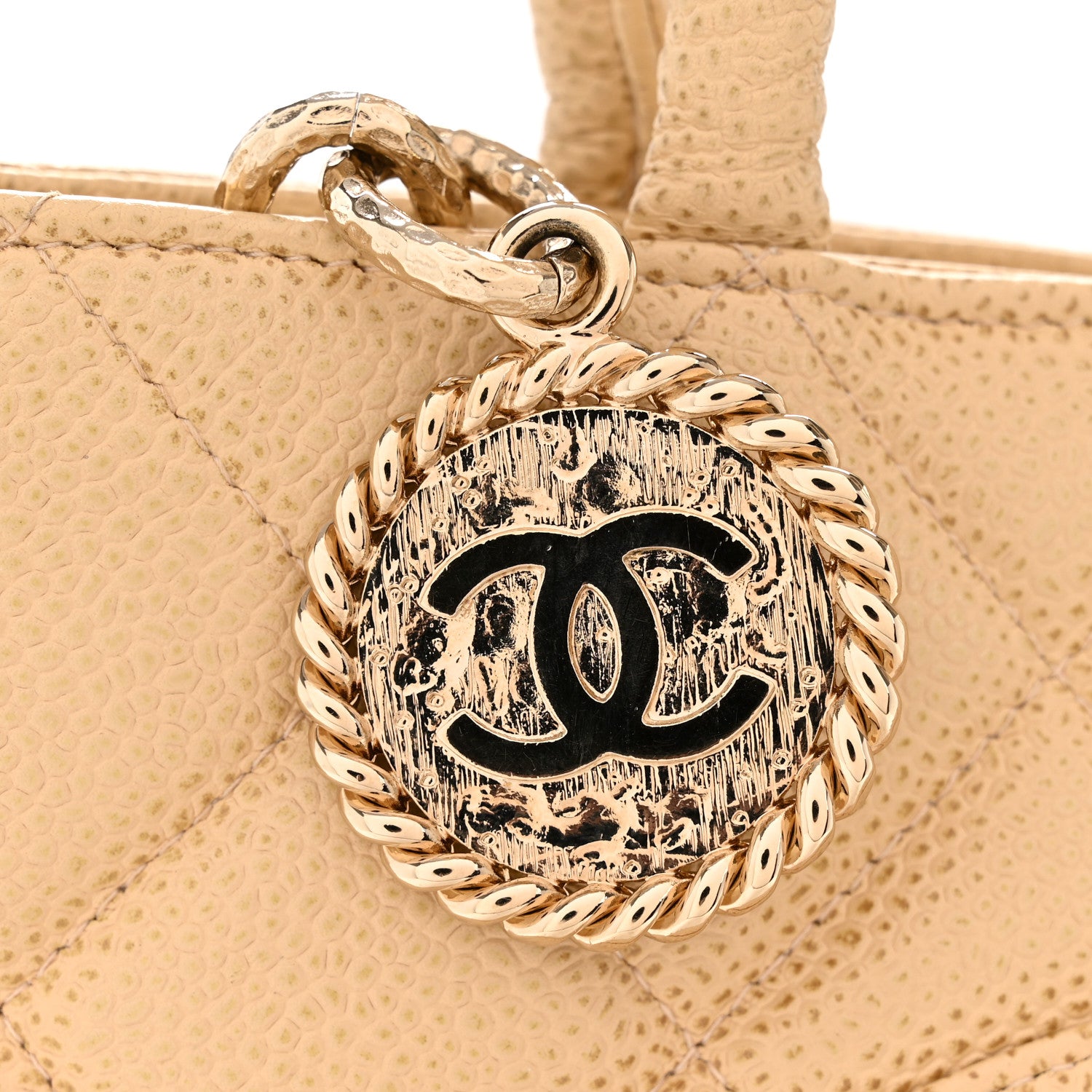 Chanel Caviar Quilted Medallion Tote Beige 13 of 14