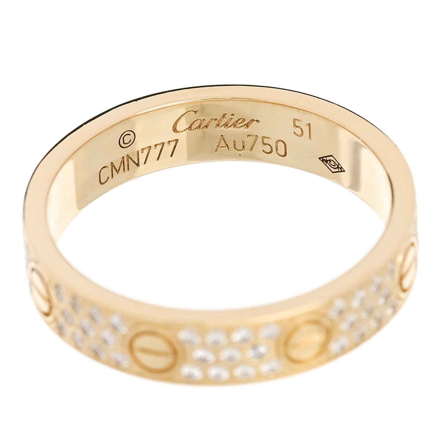 18K Yellow Gold Diamond 4mm LOVE Wedding Paved Band Ring 51 5.75