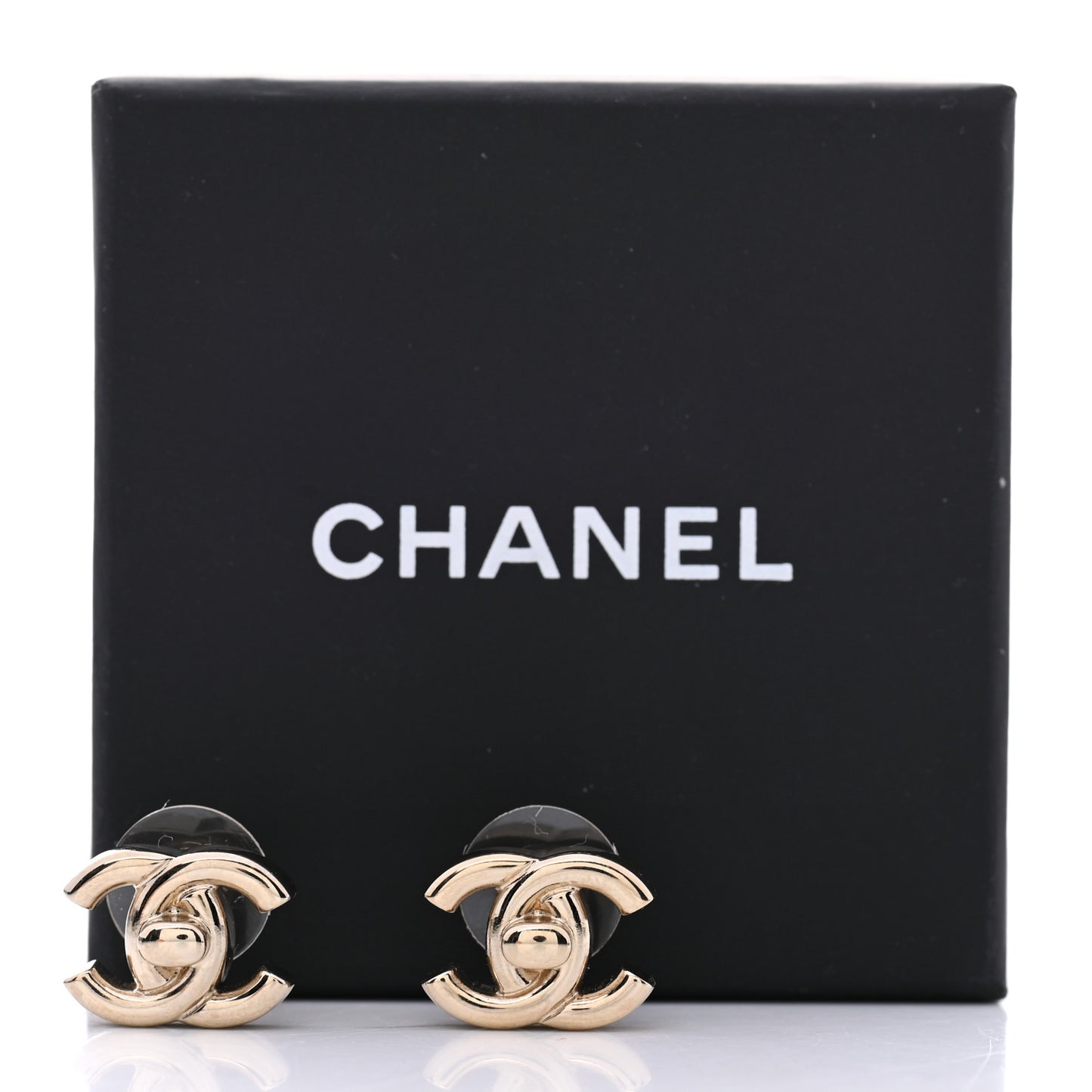 Metal CC Turnlock Earrings Gold