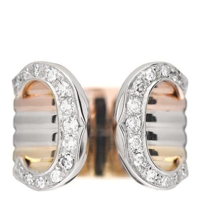 Cartier 18K Pink Yellow White Gold Diamond 13mm C De Cartier Ring 48 4.5 1 of 5