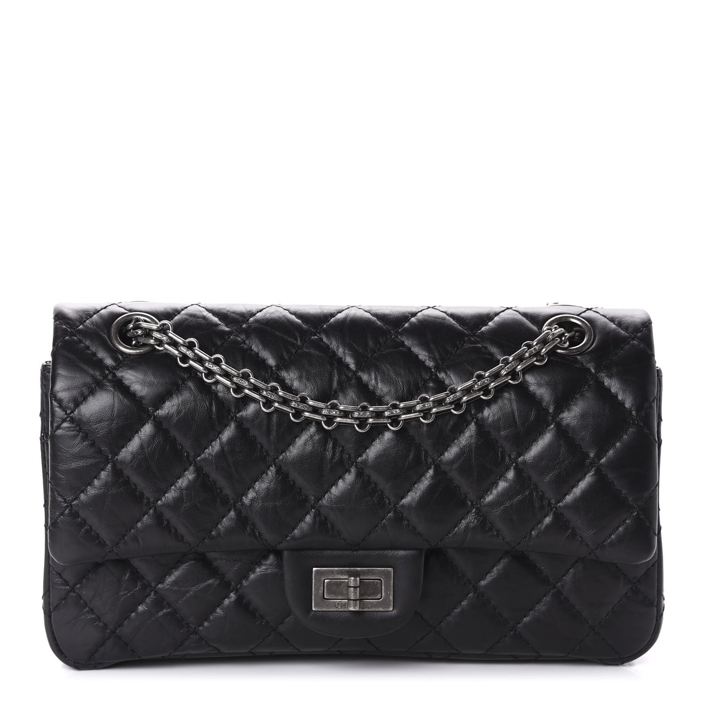Aged Calfskin Quilted 2.55 Reissue 225 Flap Black