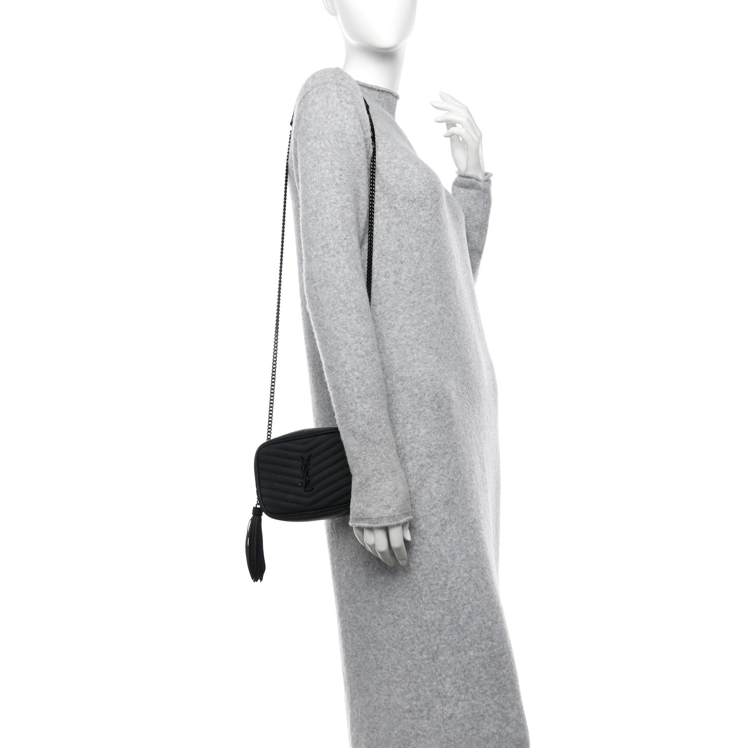 Saint Laurent Grain De Poudre Matelasse Monochrome Monogram Mini Lou Camera Bag Black 2 of 12