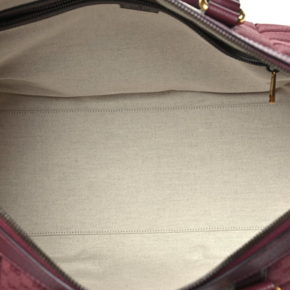 Gucci Monogram GG Mignon Textured Dollar Calfskin GG Supreme Monogram Quilted Medium Savoy Duffle Bag Burgundy Beige Ebony 5 of 9