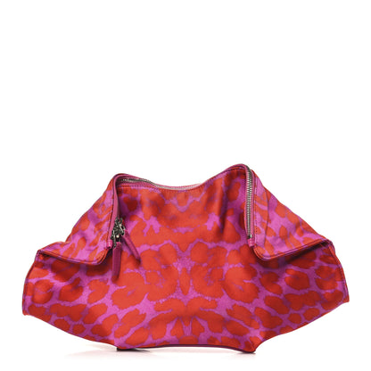Alexander McQueen Silk Leopard Print Manta Clutch Flame Bougainvillea 1 of 8