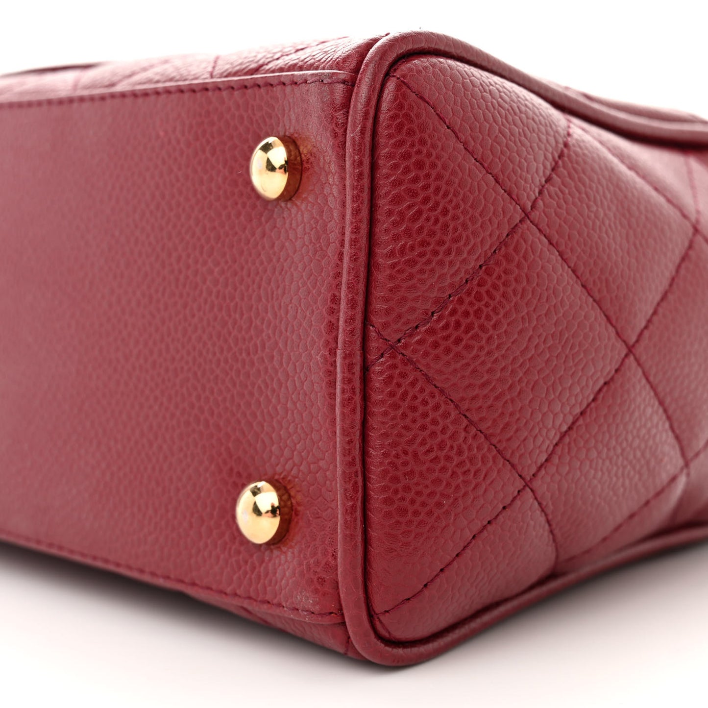 Caviar Quilted Small Bowler Dark Red