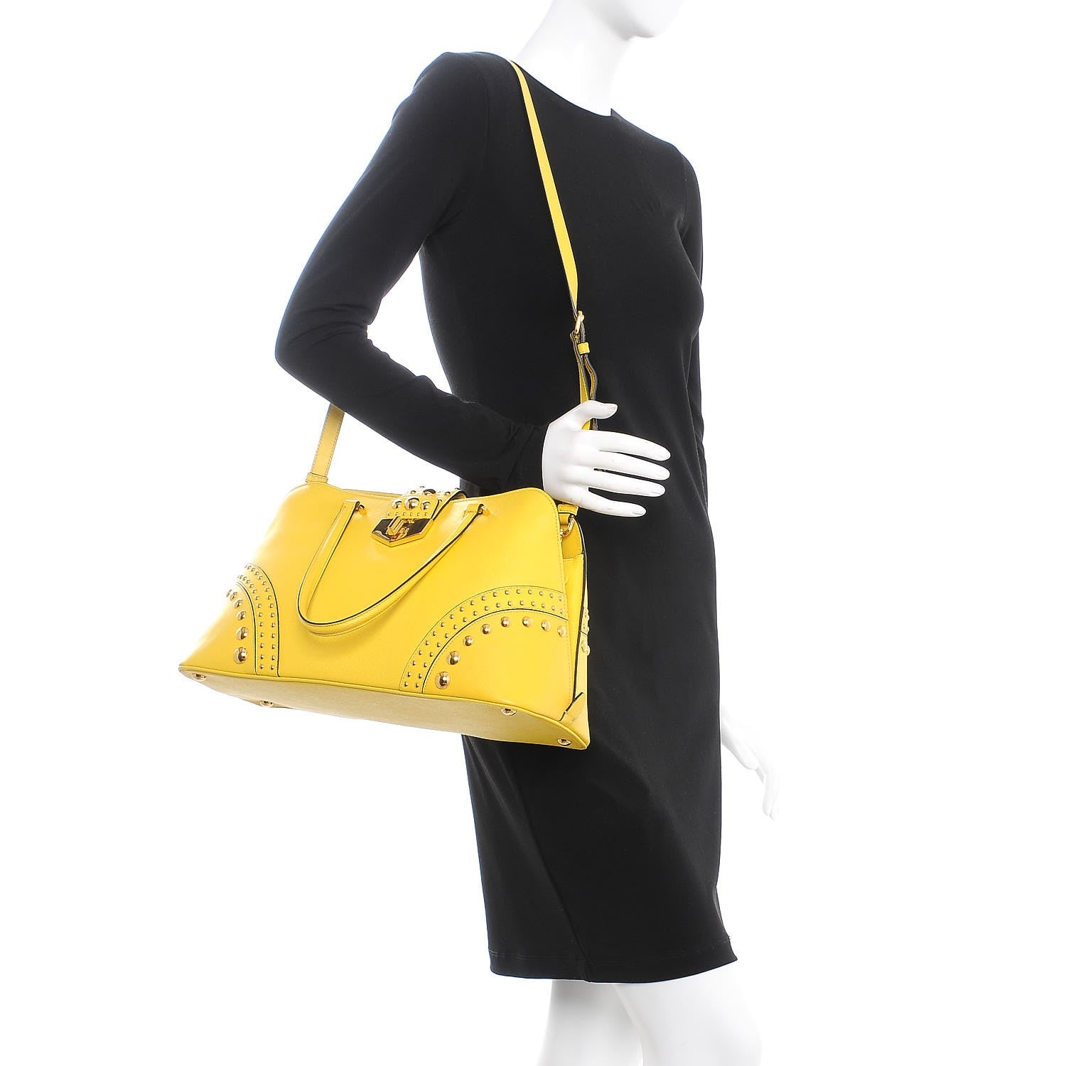 Prada Saffiano Studded Bijou Tote Girasole 2 of 17