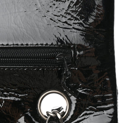 Chanel Crumpled Patent Quilted Medium Double Flap Black 11 of 14