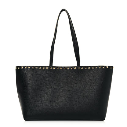Valentino Garavani Grained Calfskin Small Rockstud Shoulder Tote Black 1 of 11