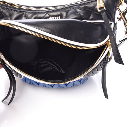 Miu Miu Nappa Matelasse Rider Shoulder Bag Black Blue 7 of 12