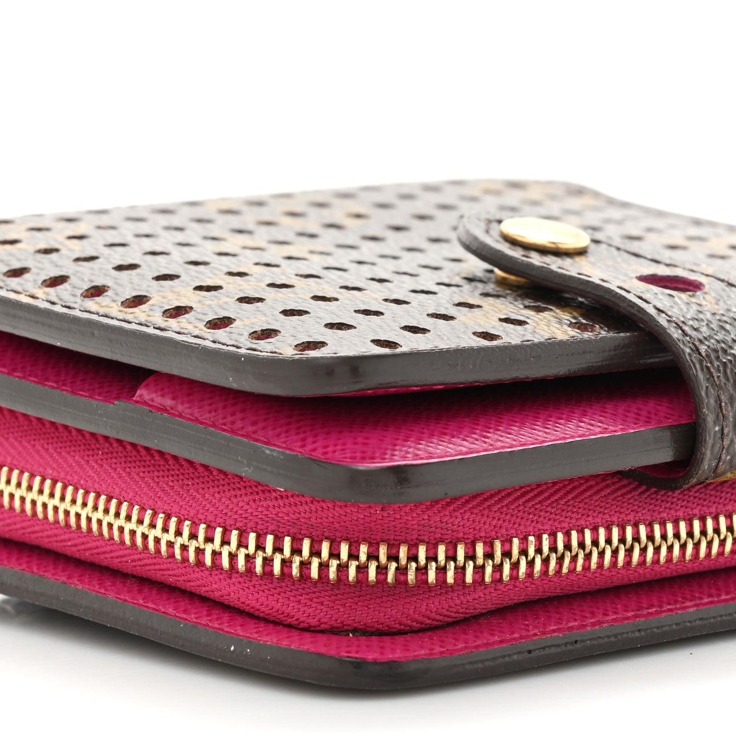 Monogram Perforated Compact Zipped Wallet Fuchsia