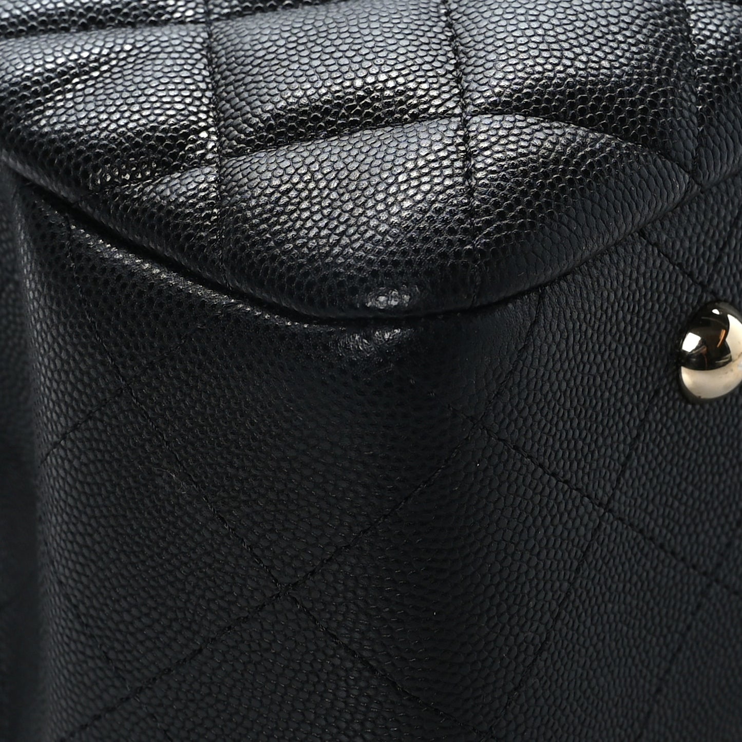 Caviar Quilted Large Shopping Tote Black