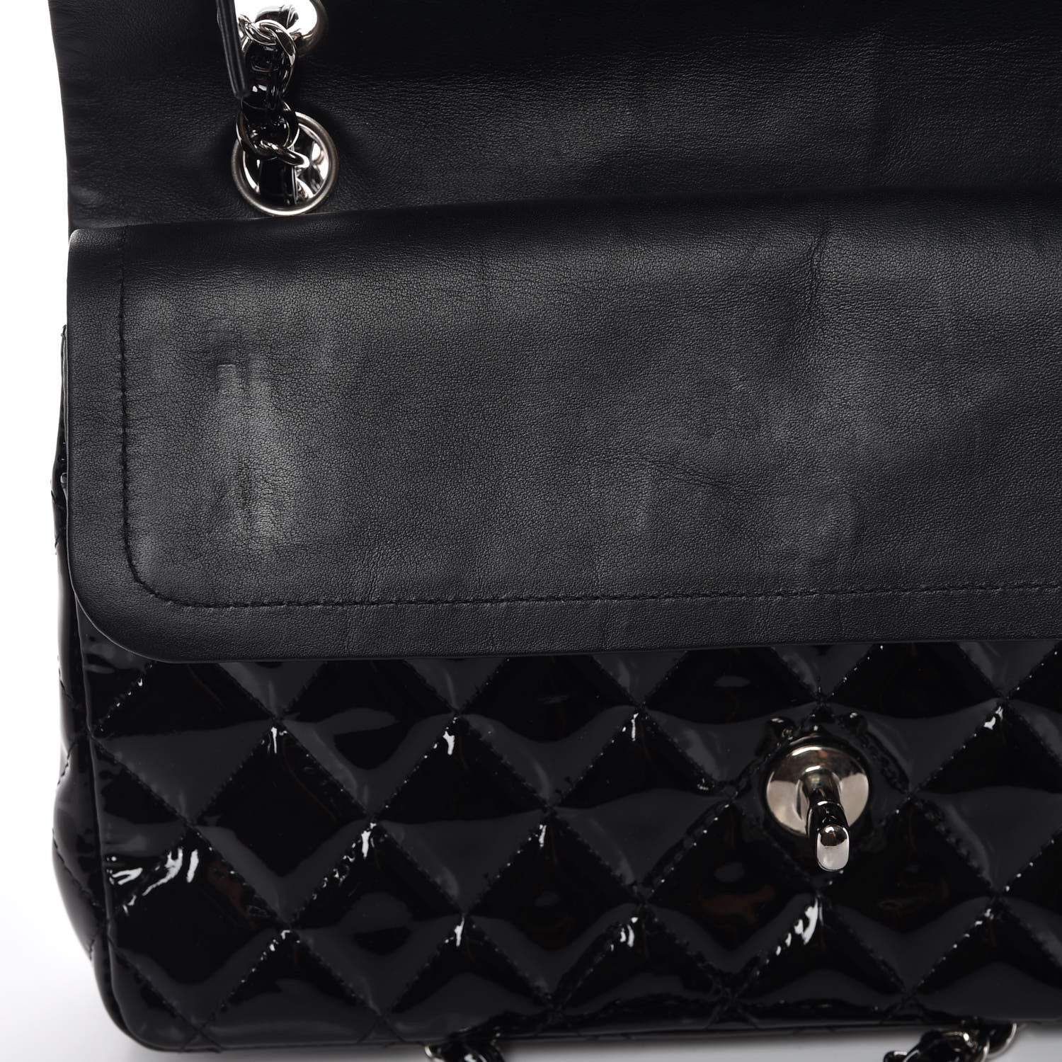 Chanel Patent Quilted Medium Double Flap Black 11 of 17