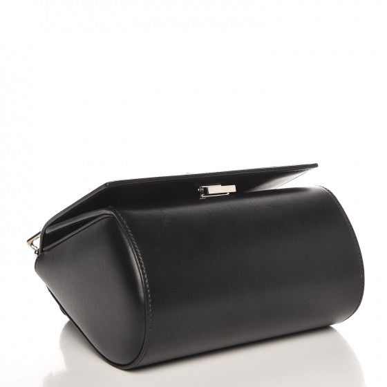 Calfskin Mini Pandora Box Logo Strap Crossbody Bag Black
