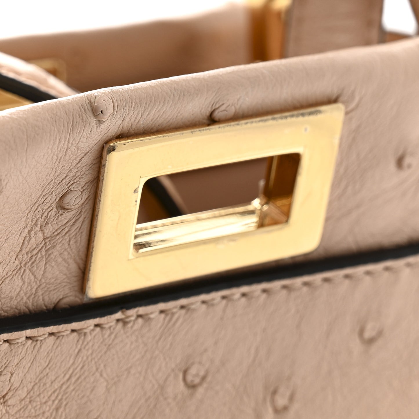 Ostrich Shiny Nappa Mini Peekaboo Iconic Satchel Poudre