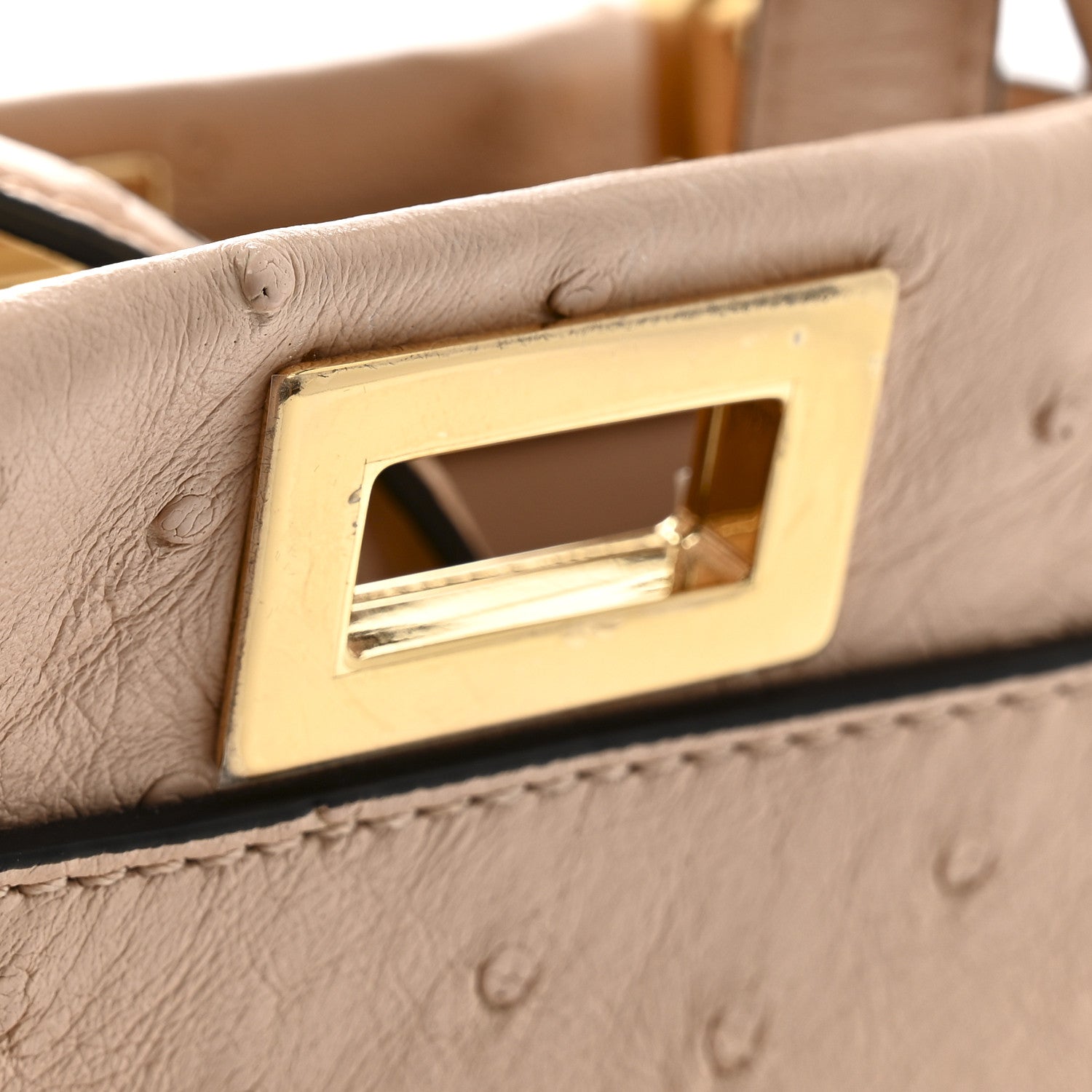 Fendi Ostrich Shiny Nappa Mini Peekaboo Iconic Satchel Poudre 16 of 19
