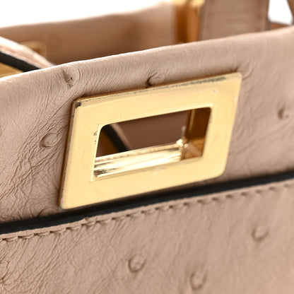Fendi Ostrich Shiny Nappa Mini Peekaboo Iconic Satchel Poudre 16 of 19