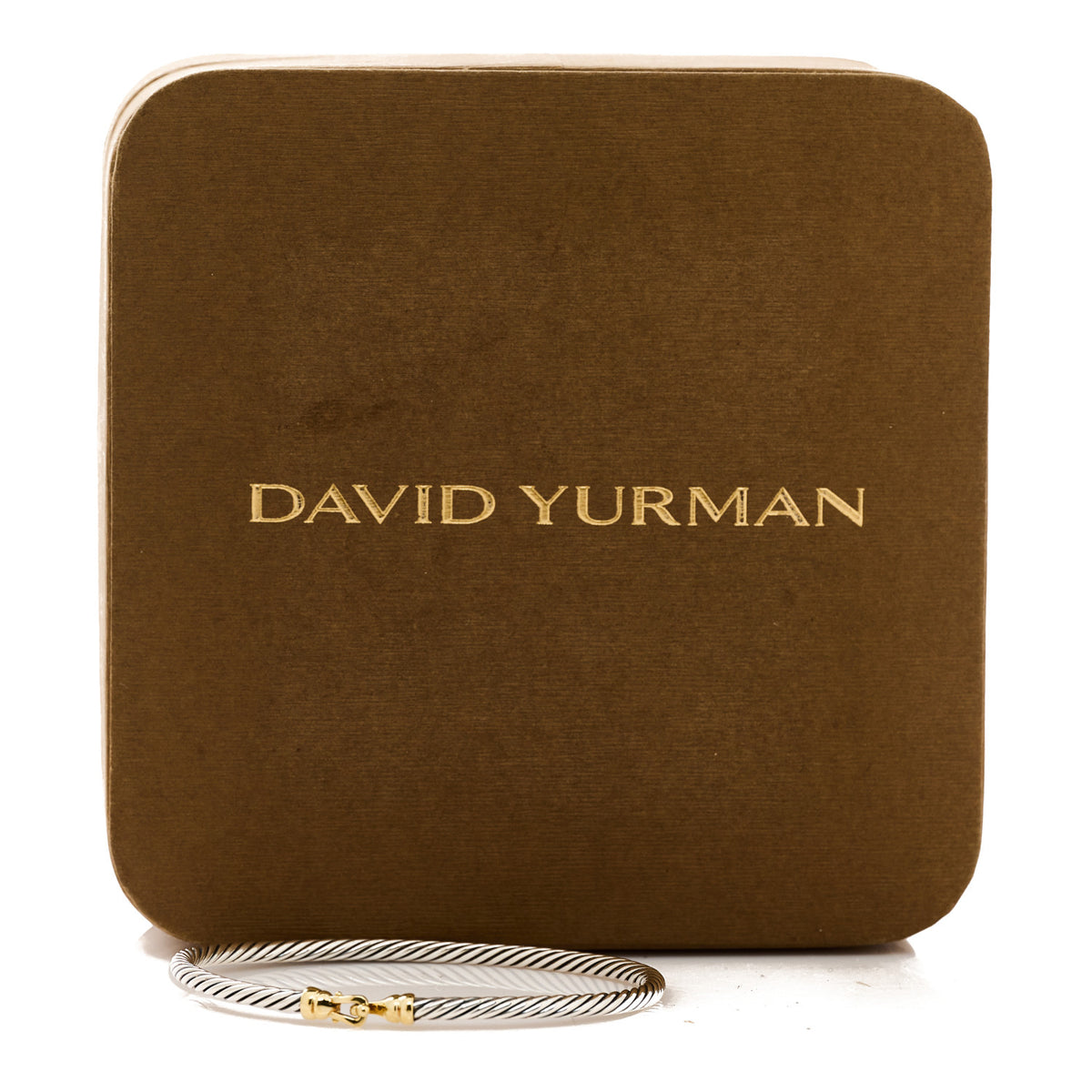 David Yurman Sterling Silver 18k Yellow Gold 3mm Cable Buckle Bracelet 4 of 4