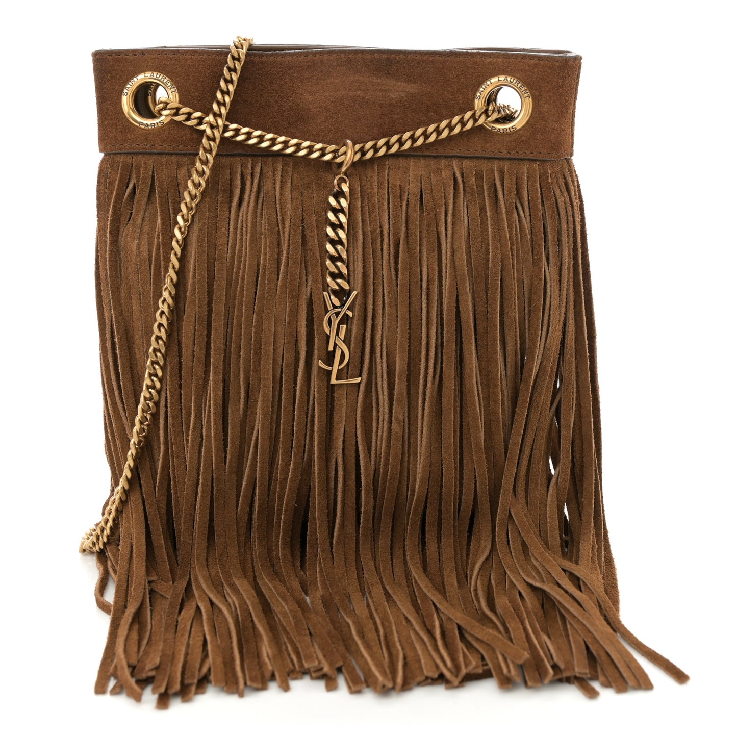 Suede Calfskin Small Grace Fringed Hobo Bag Light Ocre