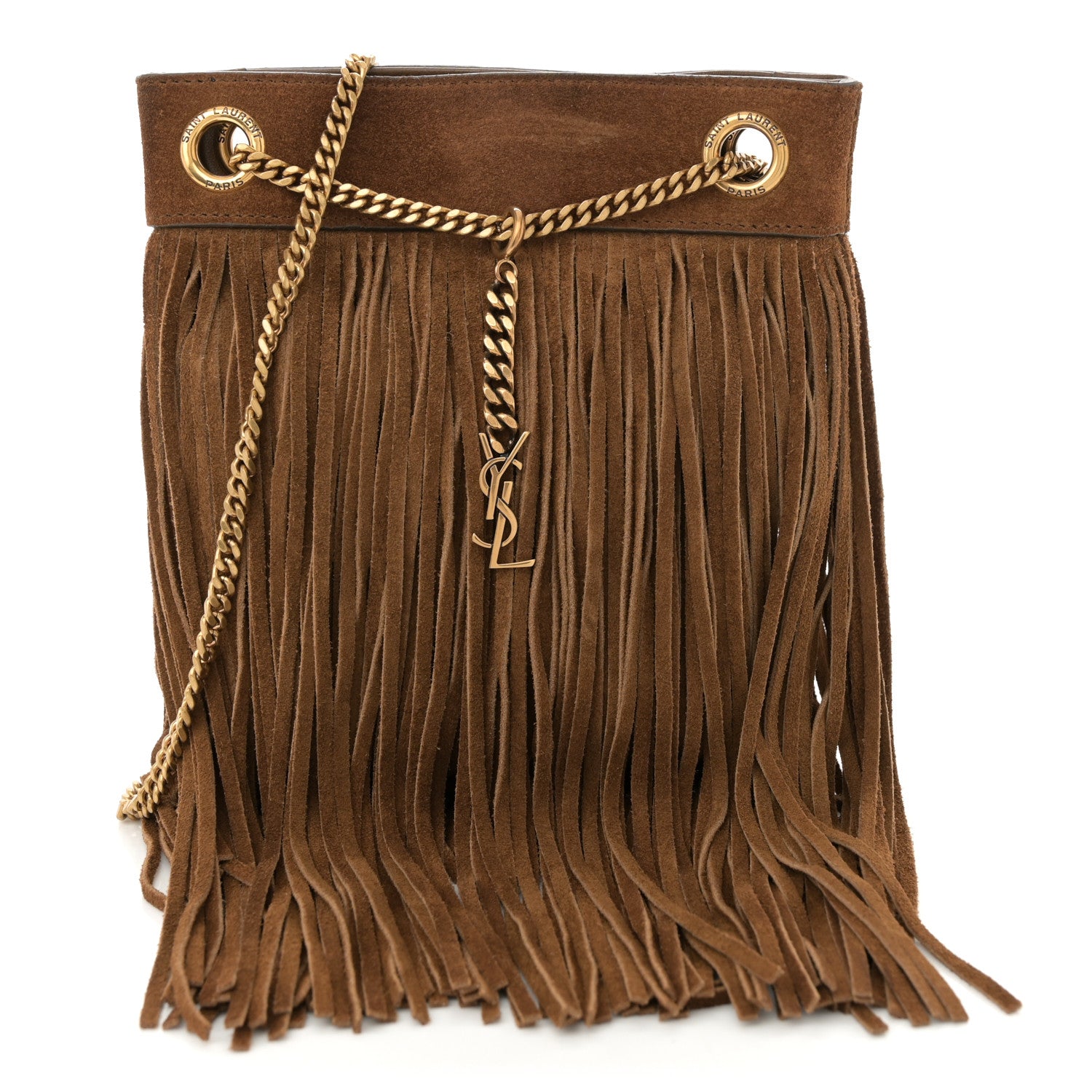 Saint Laurent Suede Calfskin Small Grace Fringed Hobo Bag Light Ocre 1 of 9