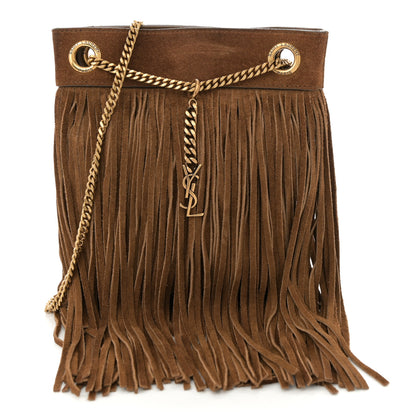 Saint Laurent Suede Calfskin Small Grace Fringed Hobo Bag Light Ocre 1 of 9
