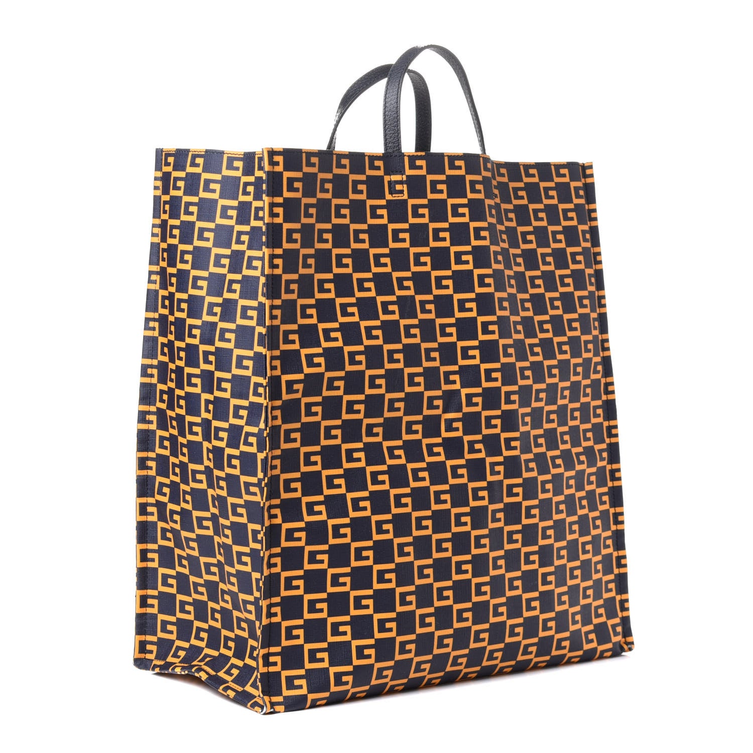 Gucci Coated Canvas Square G Vertical Tote Blue 2 of 4