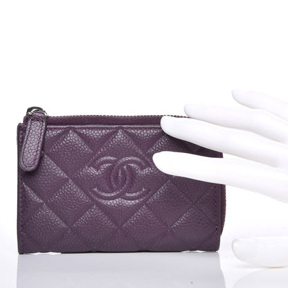Chanel Caviar Quilted Diamond CC Key Holder Case Purple 2 of 7