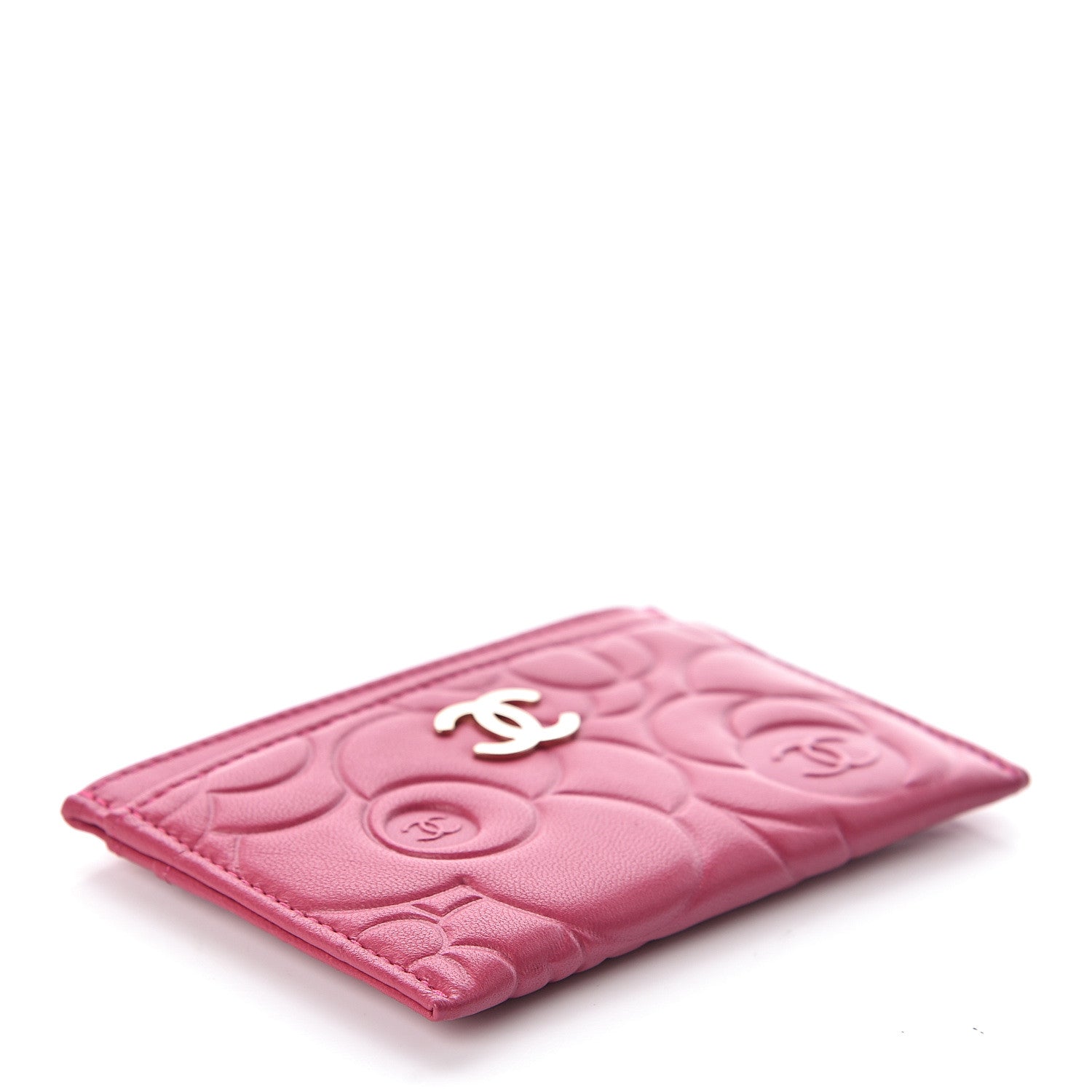 Chanel Lambskin Camellia Embossed Card Holder Fuchsia 4 of 9