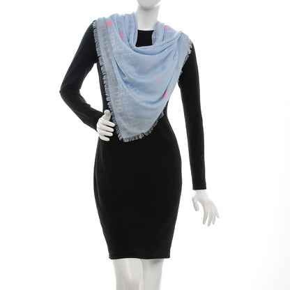 Chanel Silk Cashmere N°5 Square Scarf Light Blue 2 of 4